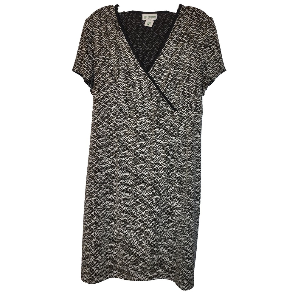Motherhood Maternity Cross Bust‎ Black/White Geometric Dress Short Sleeve Large